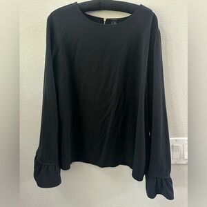 Chico’s Black Label Women's Top Ruffle Sleeve Zip back Pullover blouse Normcore